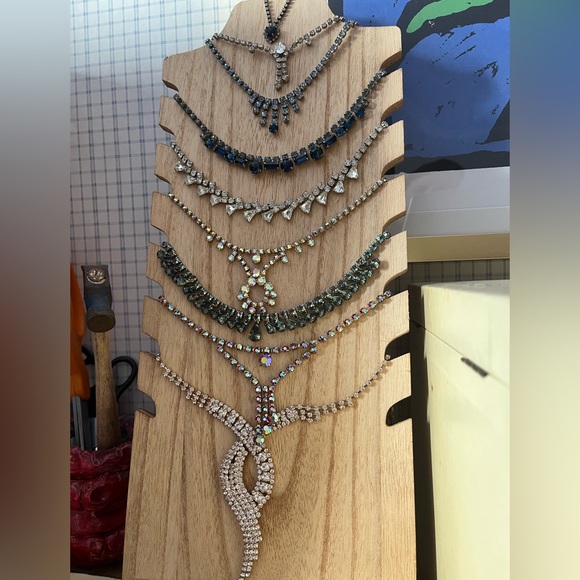 Bulk Lot of 9 Vintage Rhinestone Necklaces - Picture 1 of 13